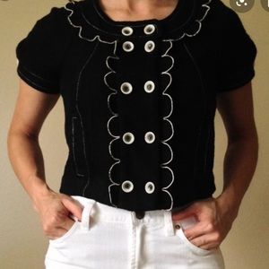 Anthropologie cropped jacket with scallop details